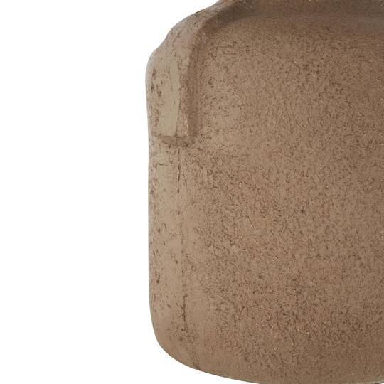 15.5" Brown Paper Mache Abstract Distressed Textured Vase with Geometric Handle